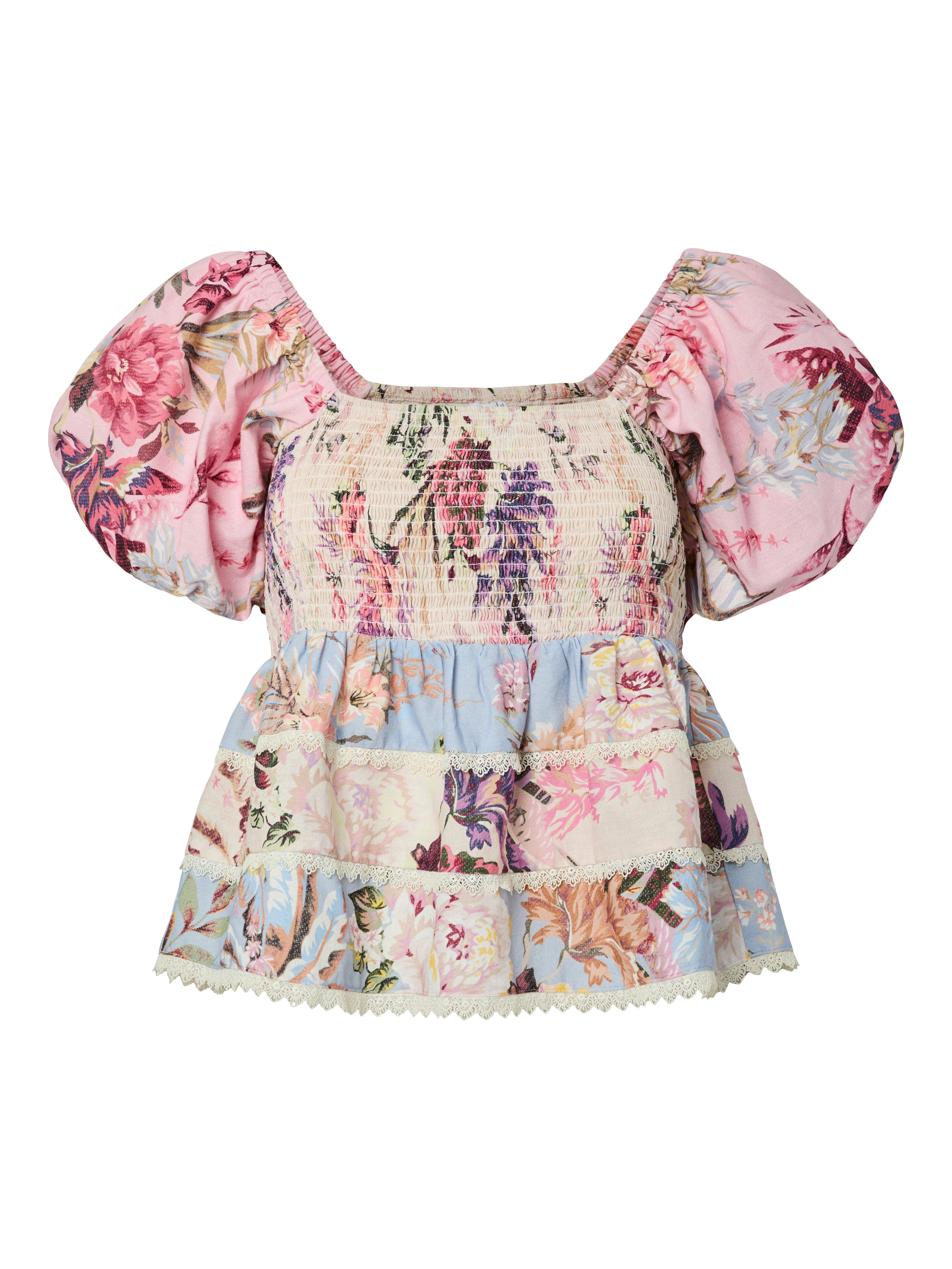 Y.A.S naisten toppi YasMessa SS Smock Top, Pristine W. Ballerin
