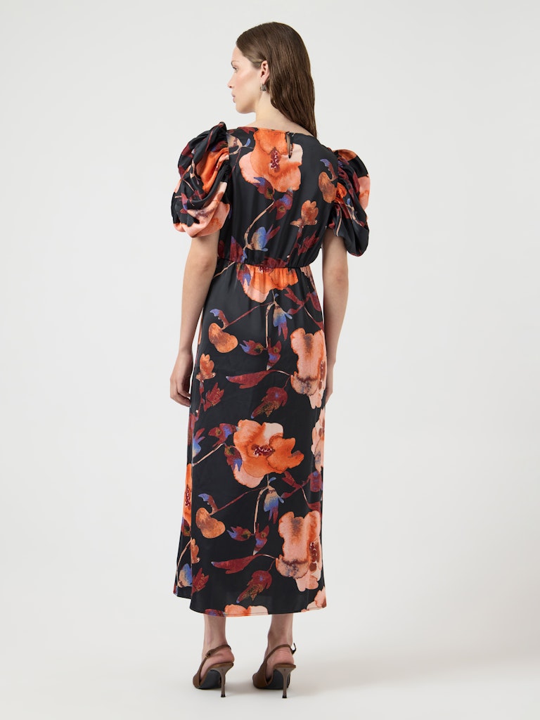 Y.A.S naisten mekko YASPella 2/4 Long Dress S., Black Pilana Aop