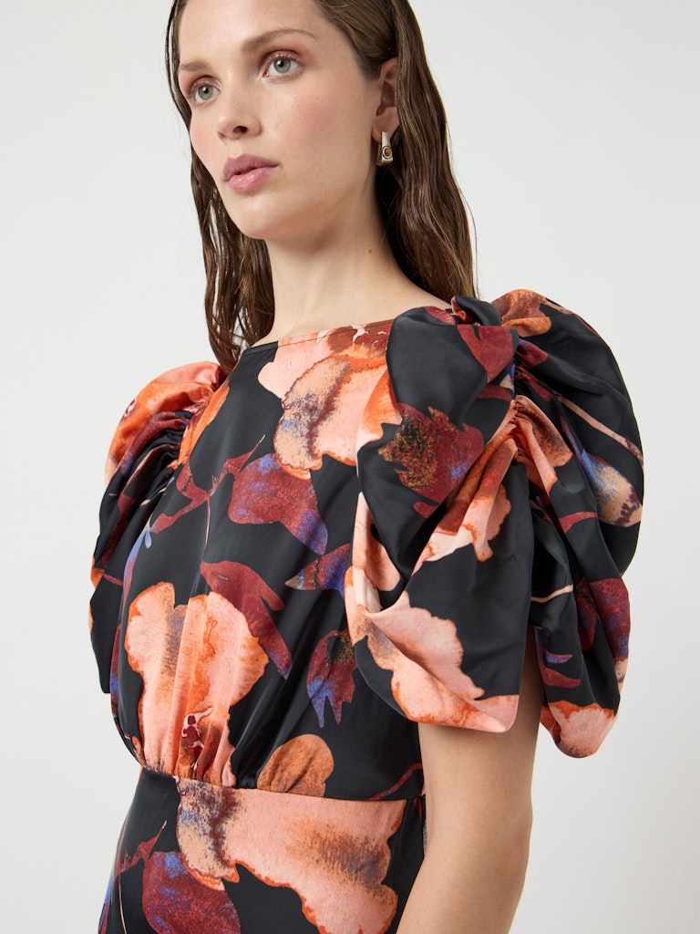 Y.A.S naisten mekko YASPella 2/4 Long Dress S., Black Pilana Aop