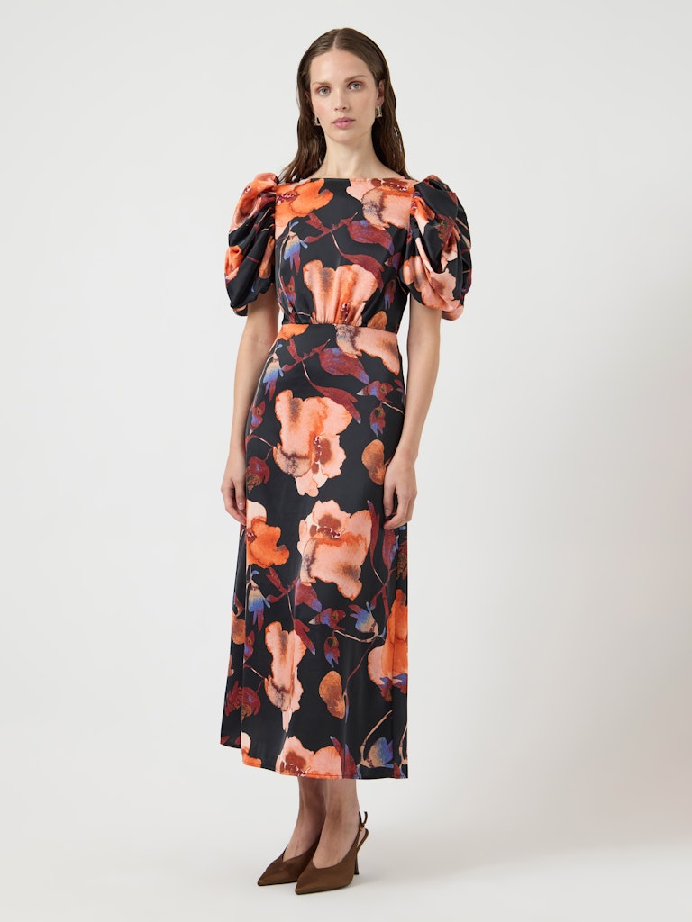 Y.A.S naisten mekko YASPella 2/4 Long Dress S., Black Pilana Aop