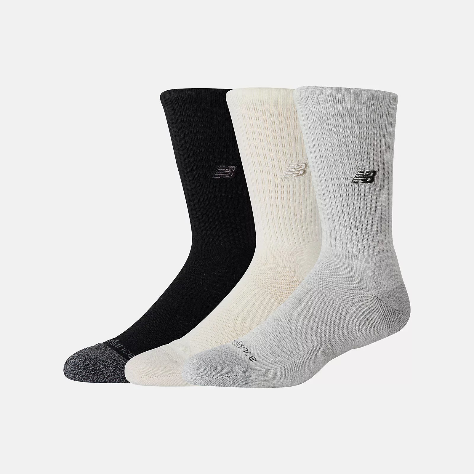 New Balance unisex sukat Active Premium Crew 3 Pack Socks, musta/harmaa/vaalea