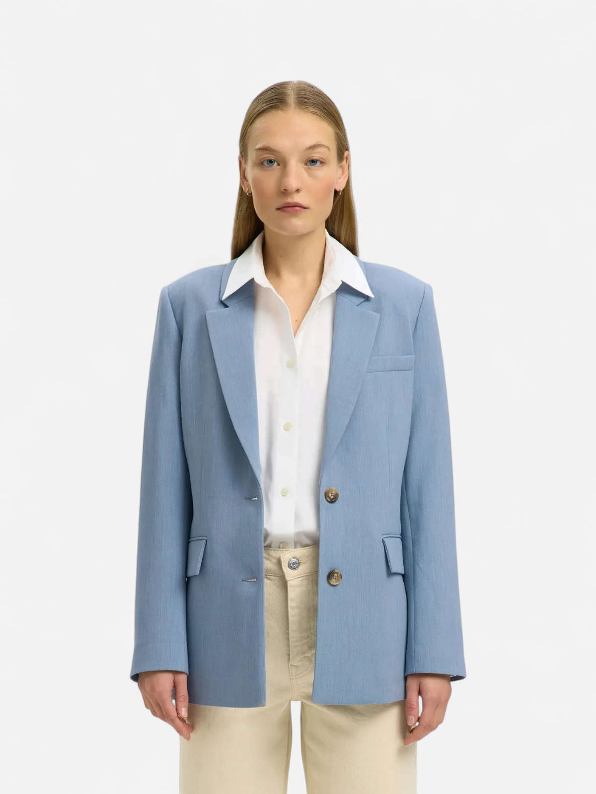 Selected Femme naisten bleiseri SlfRita Classic Blazer, Dusty Blue Melange - Kekäle.fi