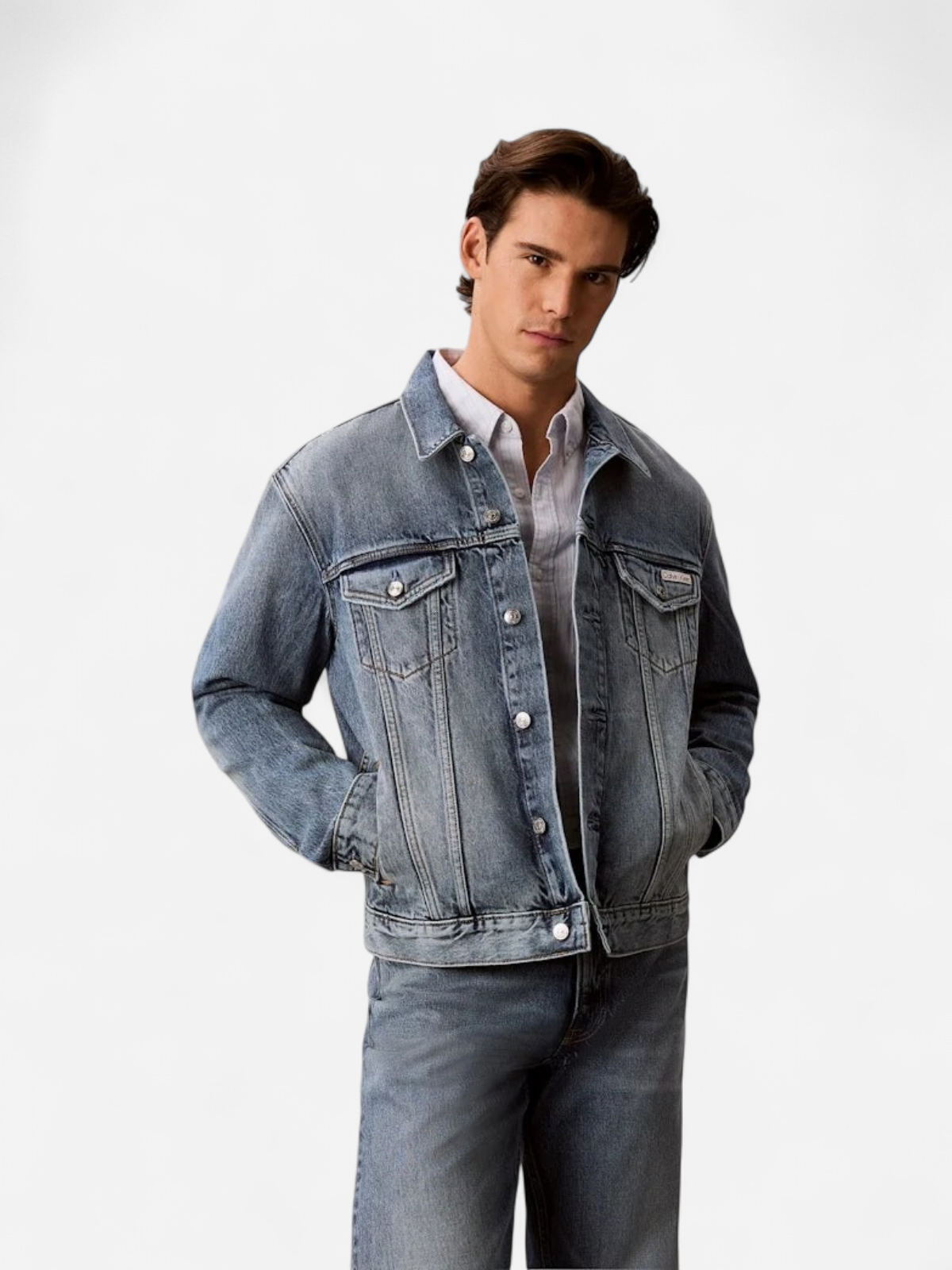 Calvin Klein Jeans miesten farkkutakki Andrew Classic Trucker Jeans Jacket, sininen indigo - Kekäle.fi