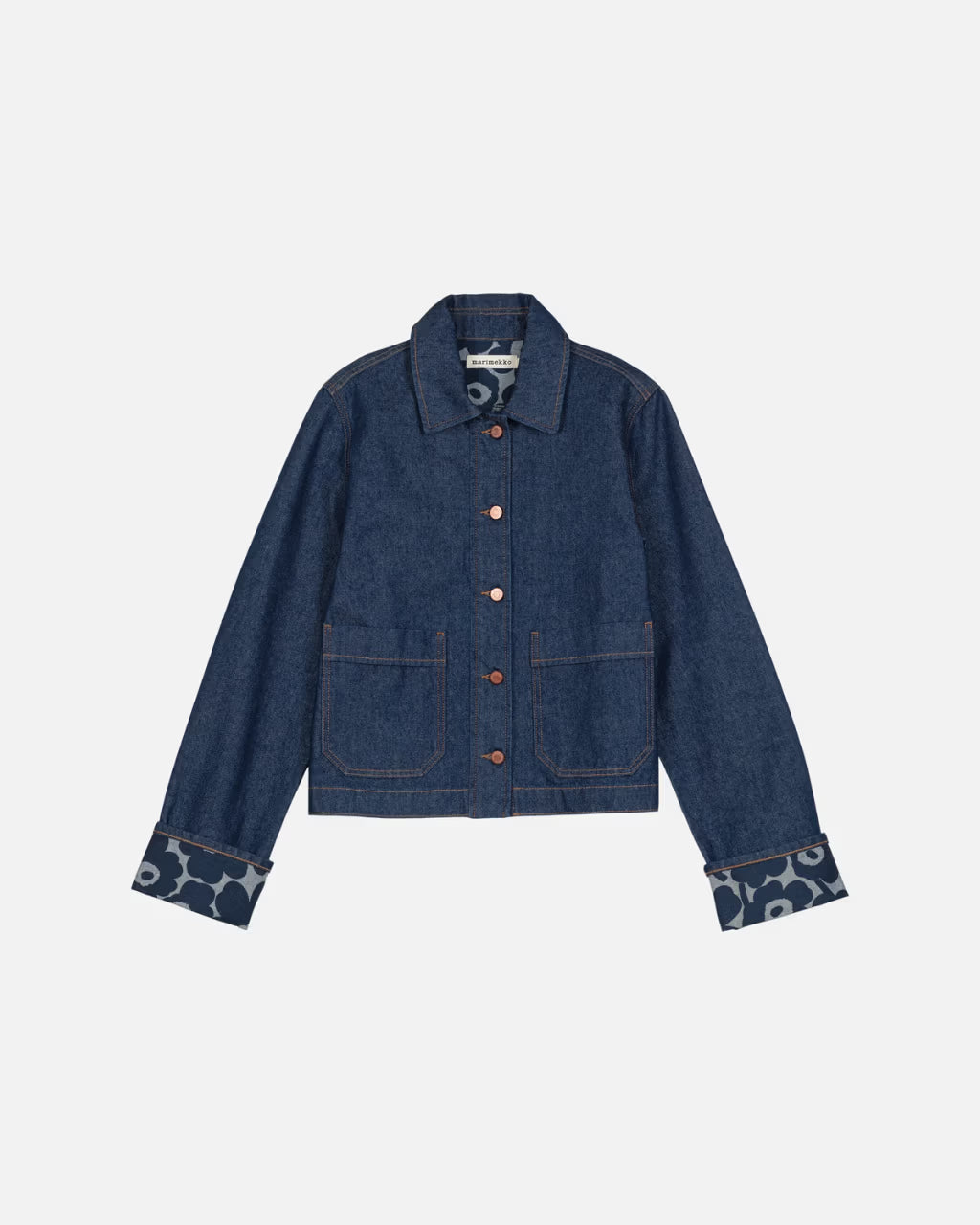 Marimekko naisten farkkutakki Maridenim Käänteet Mini Unikko, tummansininen