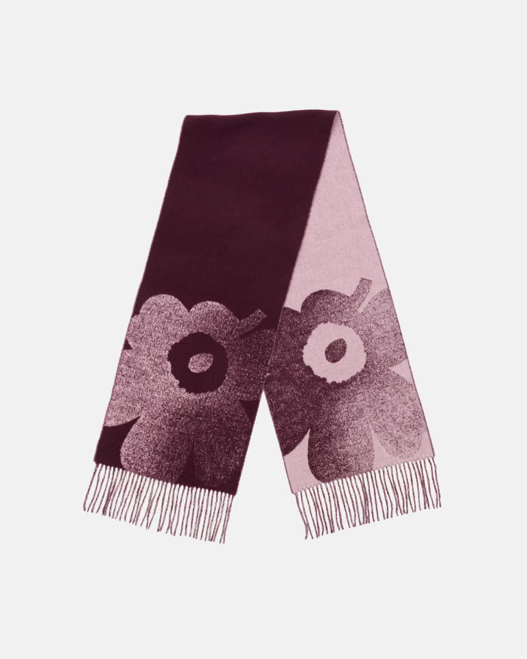 Marimekko naisten huivi Onnekas Unikko Kioski, Viininpunainen kuosi