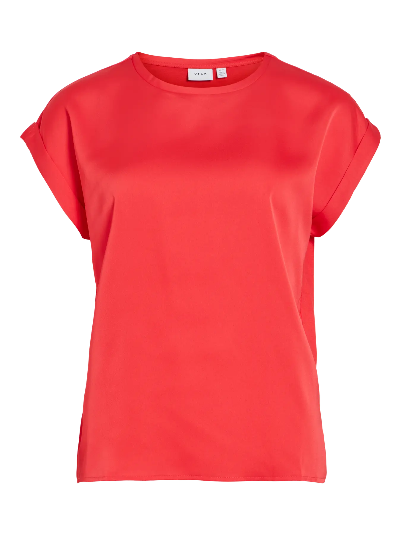 Vila naisten paita Viellette S/S Satin Top, Hibiscus