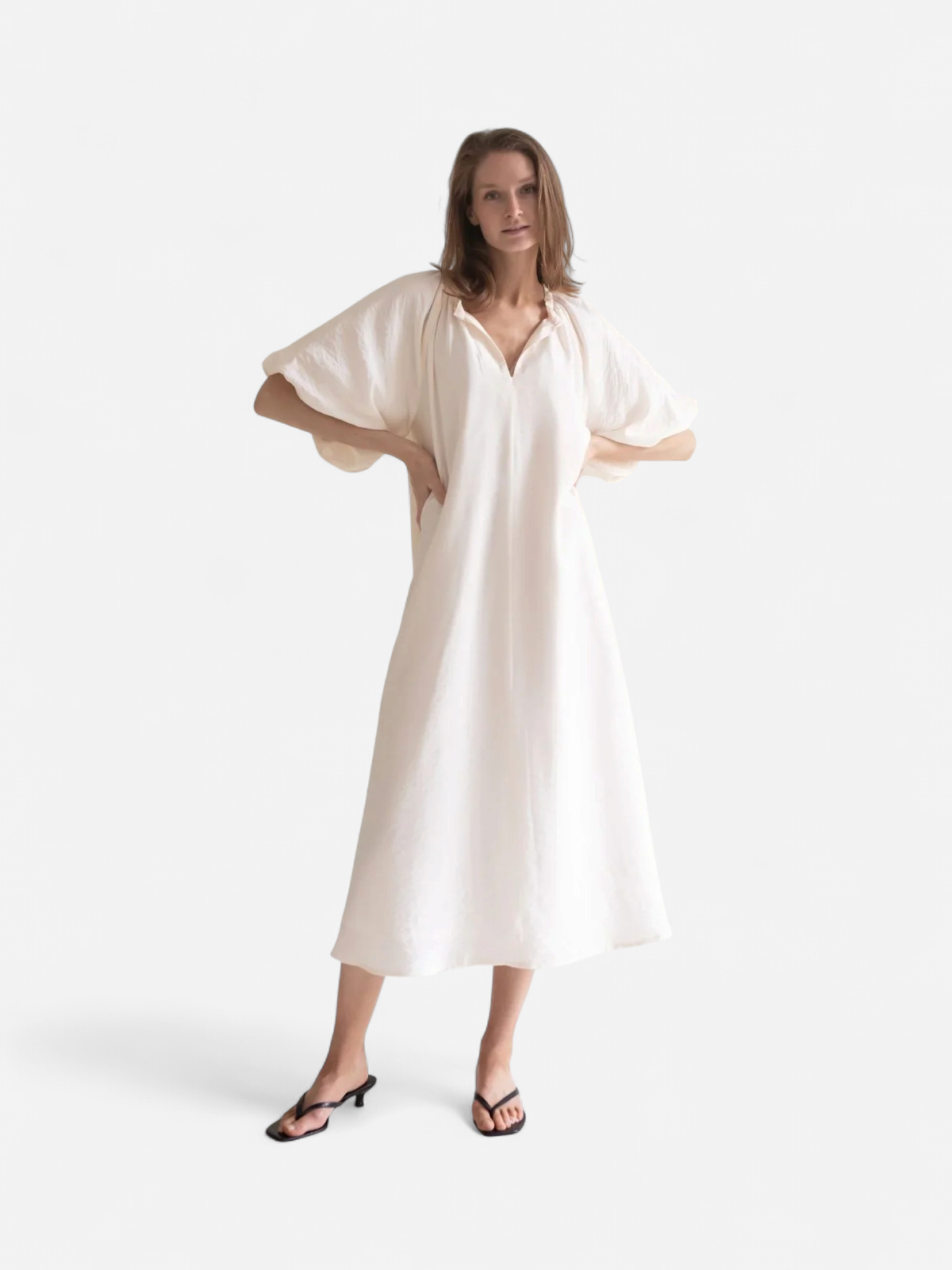 Gauhar mekko Balloon Sleeve Dress, luonnonvalkoinen - Kekäle.fi