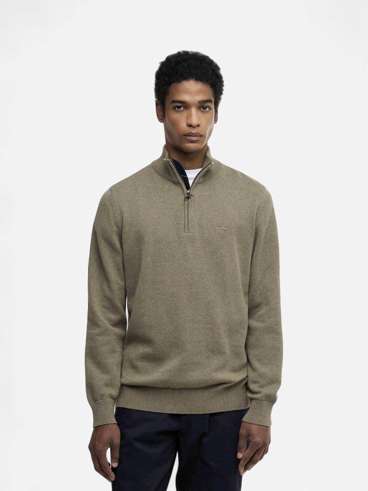 Barbour miesten neulepusero Half Zip Knit, khaki - Kekäle.fi