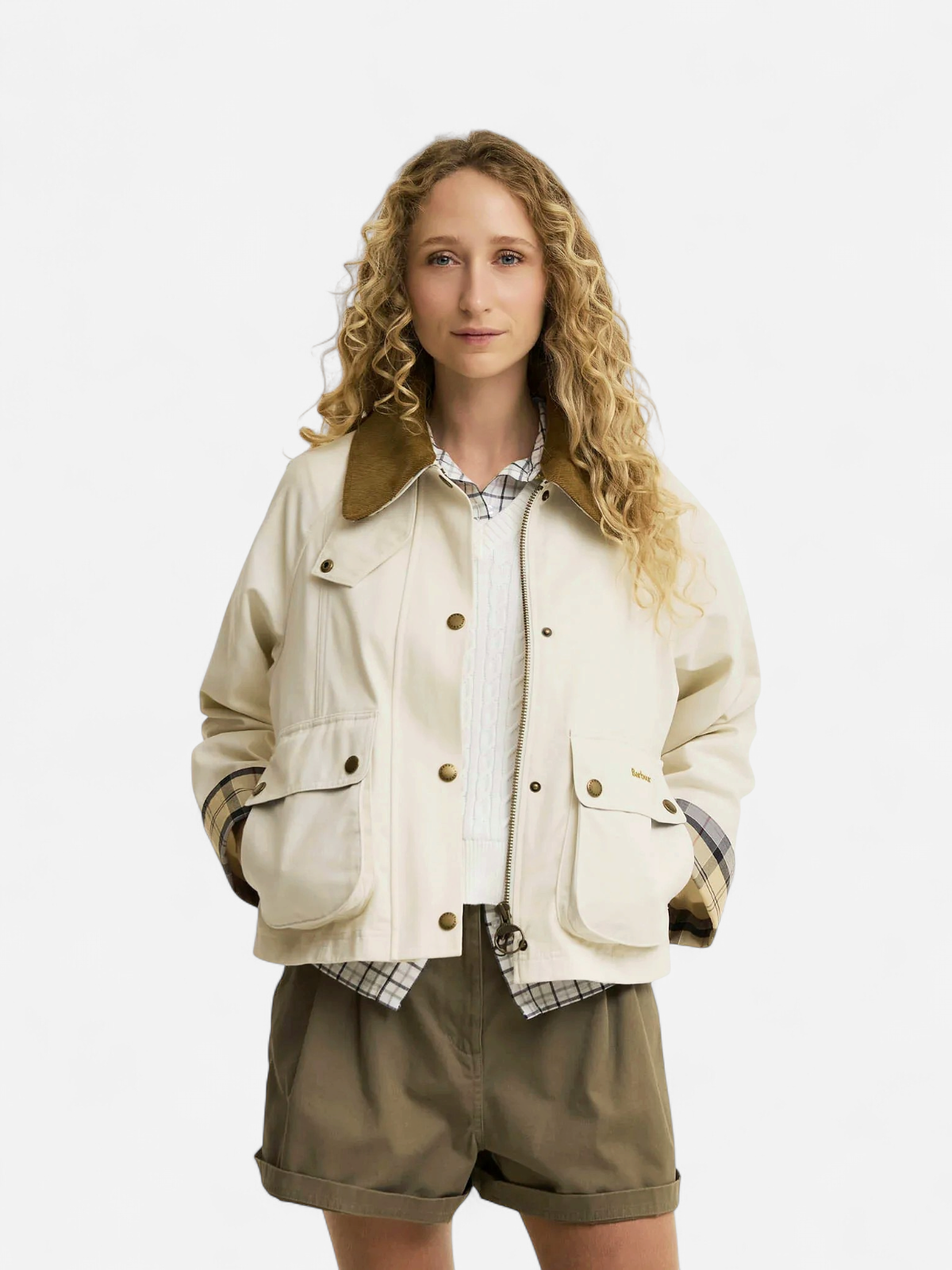 Barbour naisten takki Barbour Crop Beadnell Jacket, luonnonvalkoinen - Kekäle.fi
