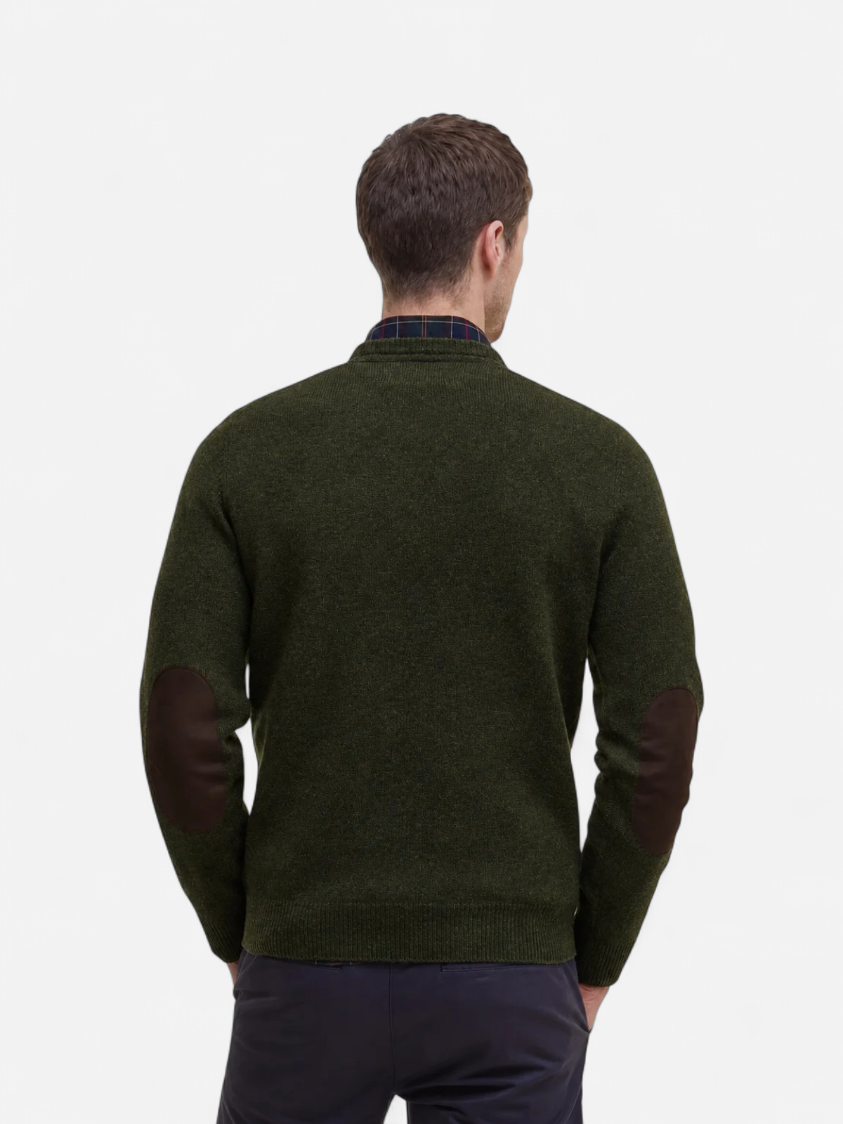 Barbour miesten neulepusero Essential Patch Crew, khaki - Kekäle.fi