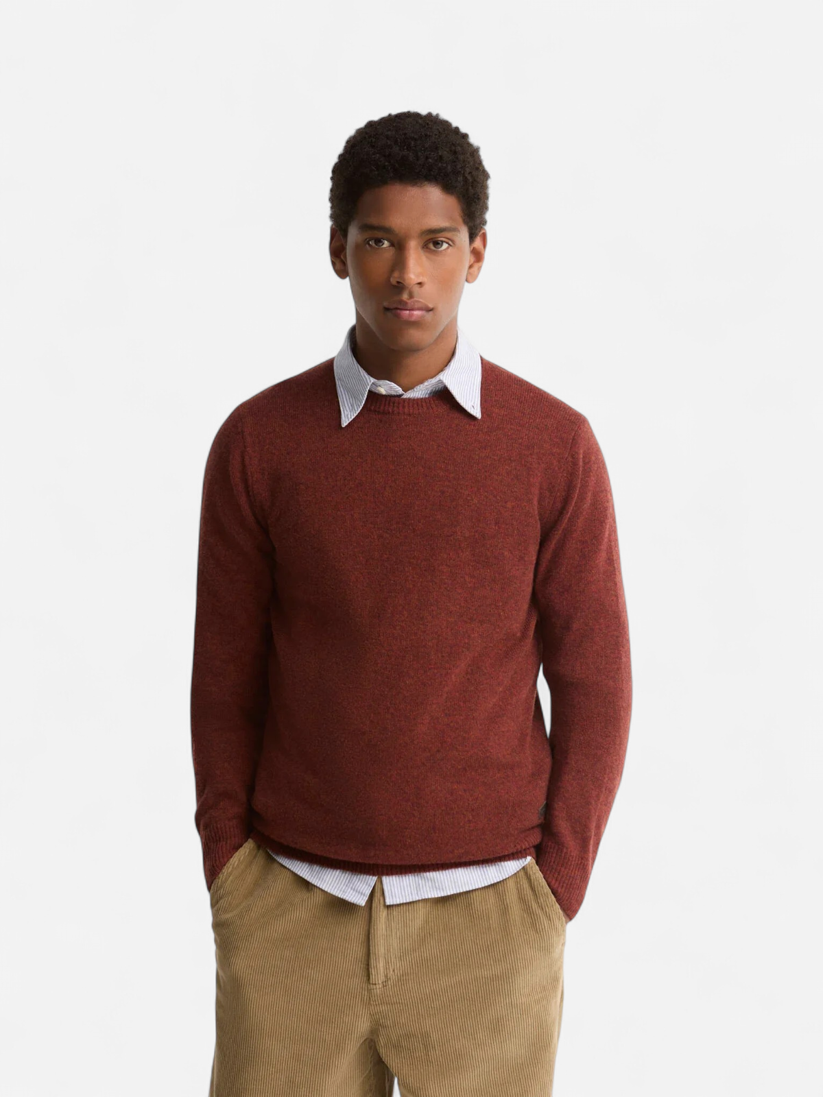 Barbour miesten neulepusero Essential Patch Crew, poltettu oranssi - Kekäle.fi