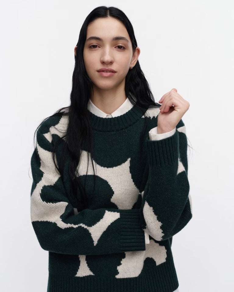 Marimekko naisten neulepusero RWS Virtaus Unikko, musta kuosi