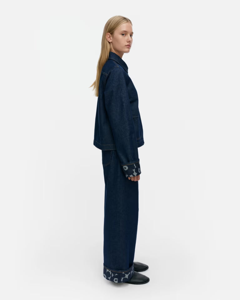 Marimekko naisten farkkutakki Maridenim Käänteet Mini Unikko, tummansininen