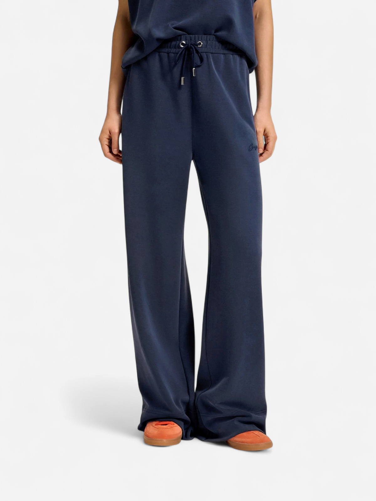 BOSS Orange naisten housut, ENURI JERSEY TROUSERS Tummansininen - Kekäle.fi