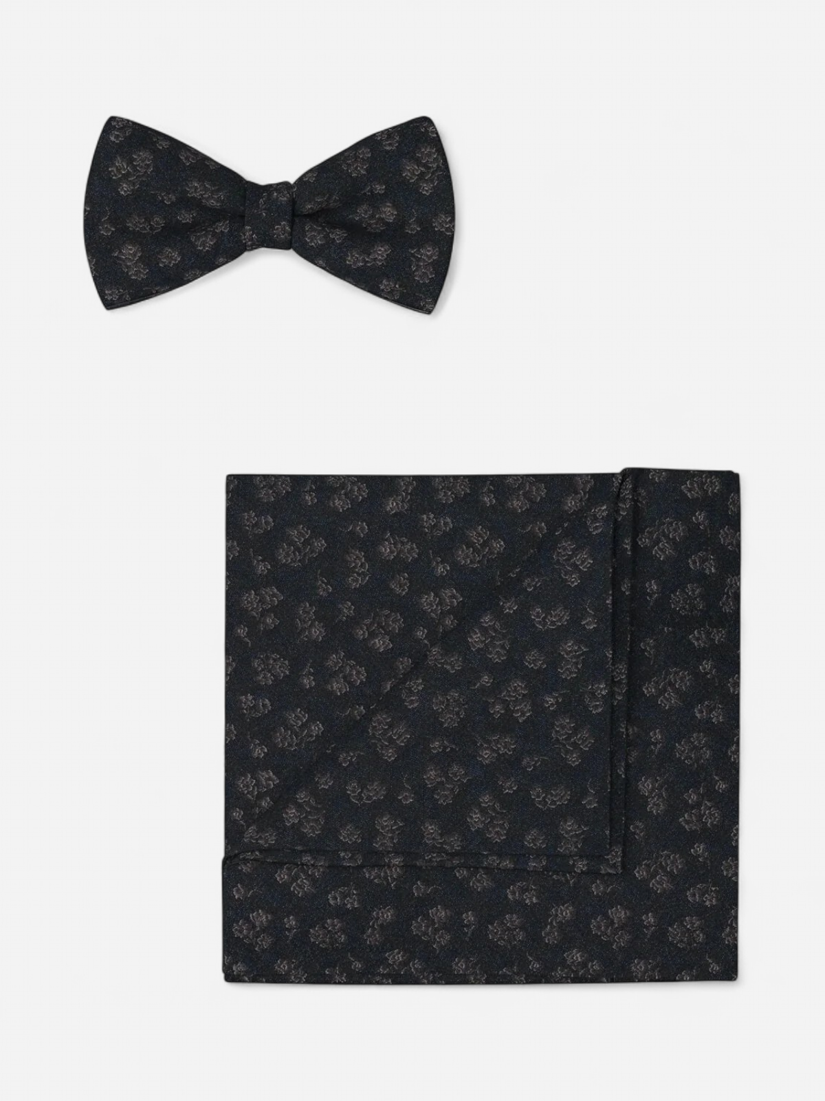 BOWTIE & POCKET SQUARE JACQUARD TUMMANSININEN - Kekäle.fi