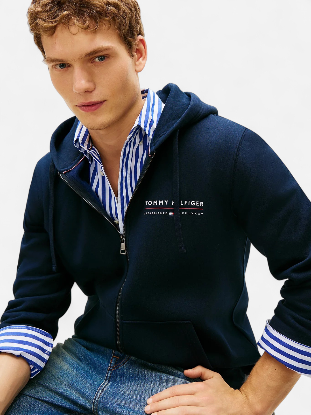 Tommy Hilfiger miesten huppari Brand Love TR Lockup FZ Hoody, tummansininen - Kekäle.fi