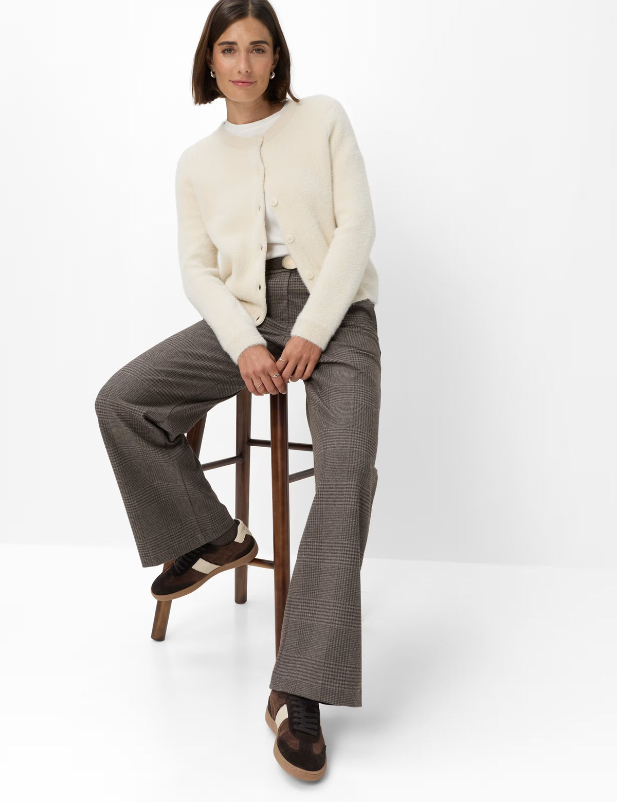 Brax naisten housut Maine, beige ruutu