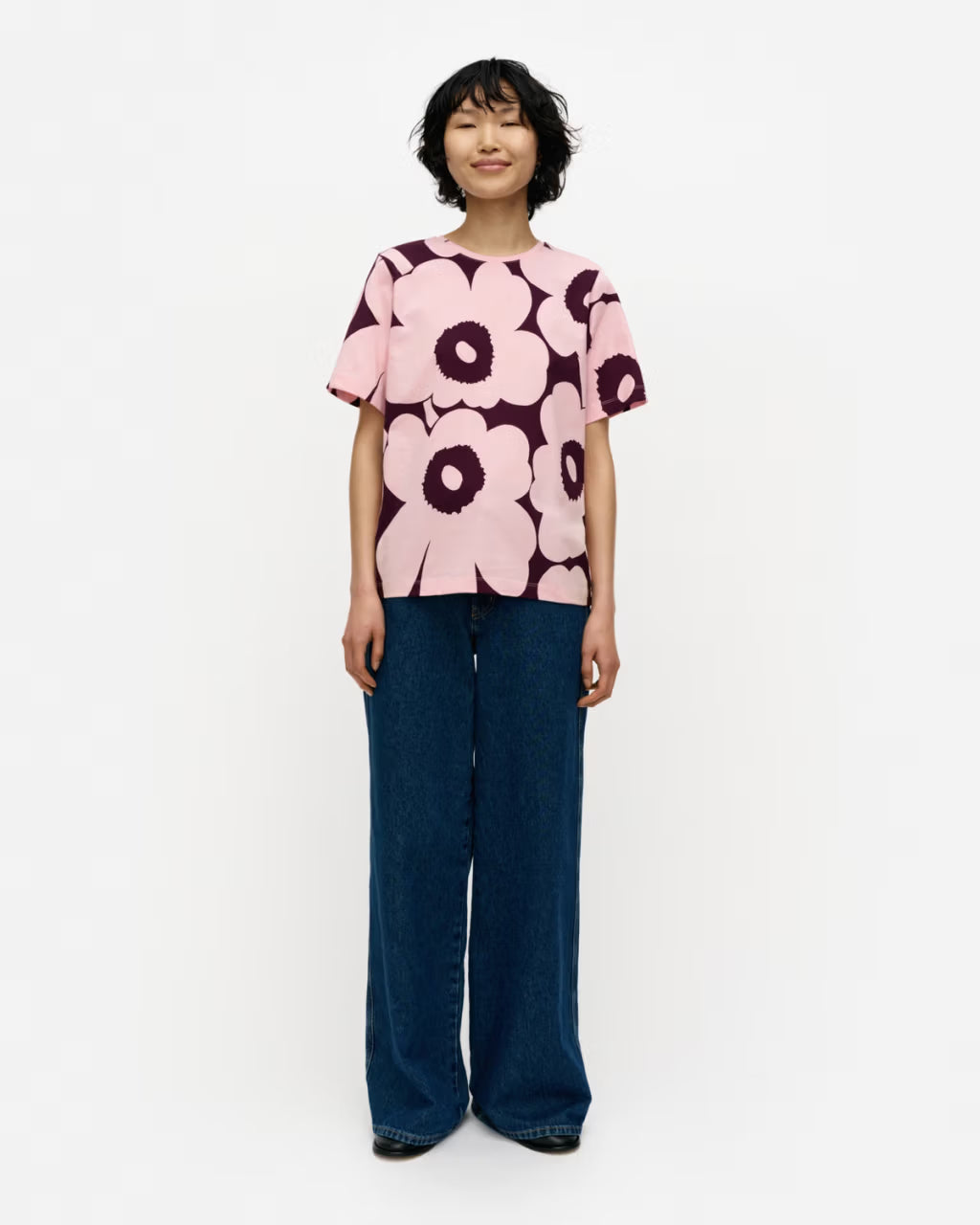 Marimekko naisten t-paita Tunnit Unikko, vaaleanpunainen kuosi