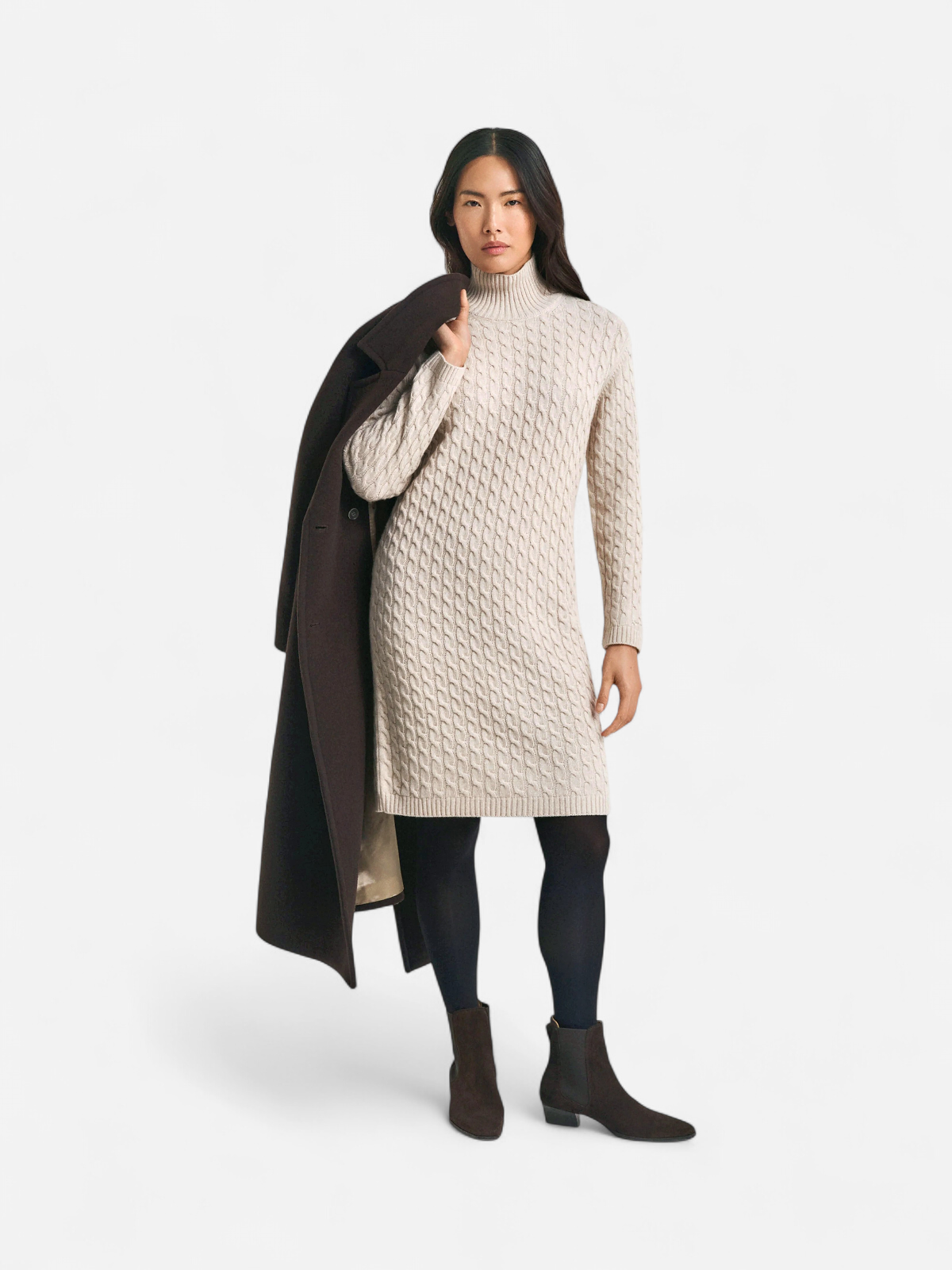 Gant naisten neulemekko CABLE KNIT DRESS, kitti - Kekäle.fi