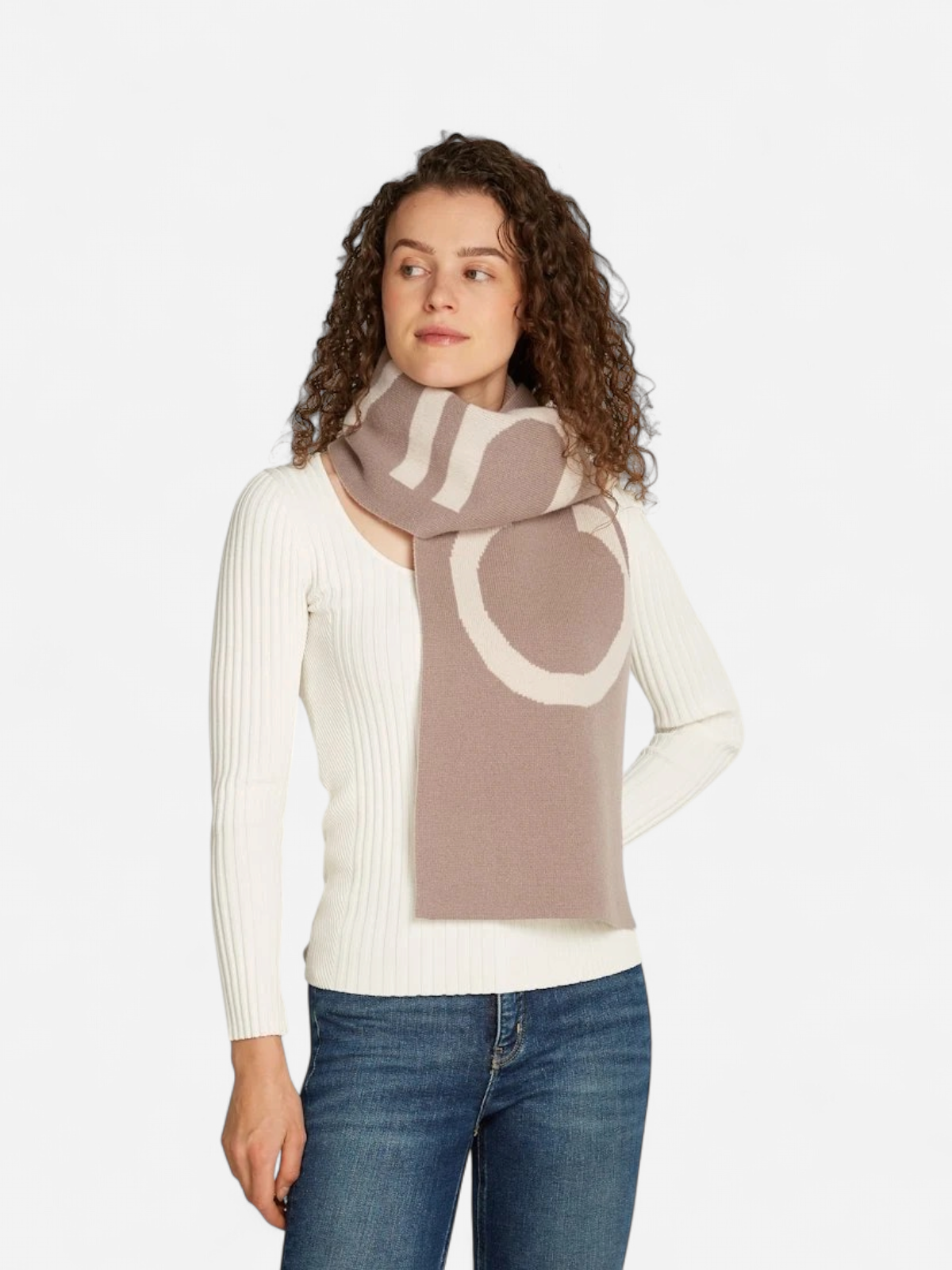 Calvin Klein Accessories Naisten Huivi, TWO-TONE KNIT WOOL MIX SCARF Beige Kuosi - Kekäle.fi