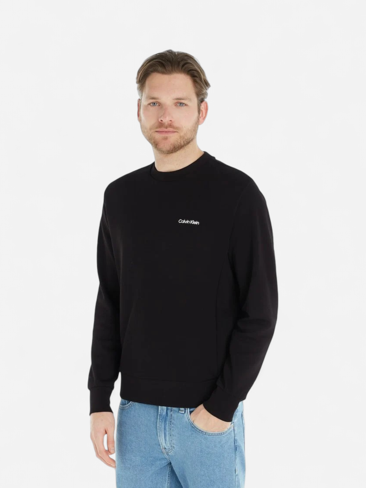 Calvin Klein Menswear Miesten Collegepaita, MICRO LOGO REPREVE SWEATSHIRT NS Musta - Kekäle.fi