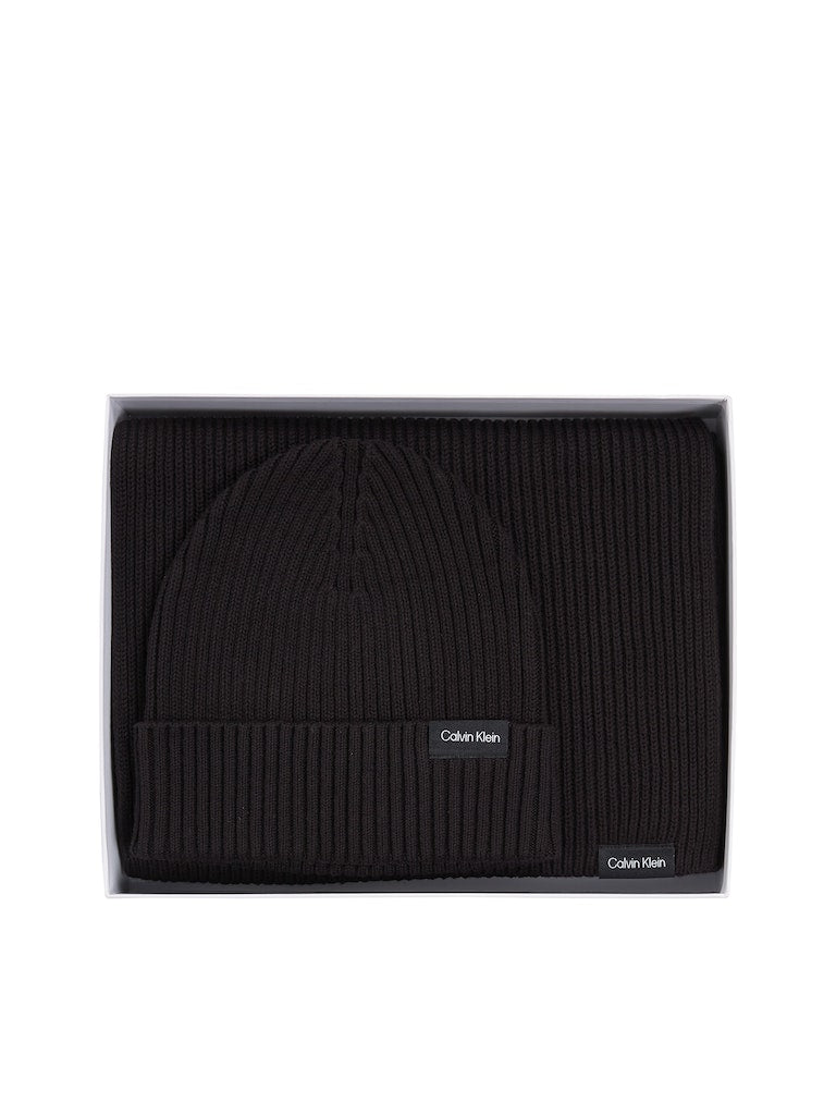 Calvin Klein Jeans Miesten Kaulaliina & Pipo GS CLASSIC COTTON SCARF AND BEANIE, musta