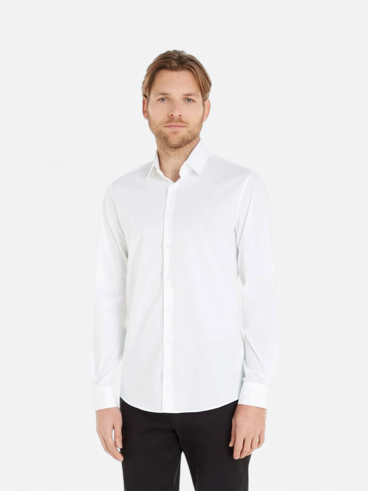 Calvin Klein Menswear Miesten Kauluspaita, POPLIN STRECH SLIM SHIRT NOS Valkoinen - Kekäle.fi