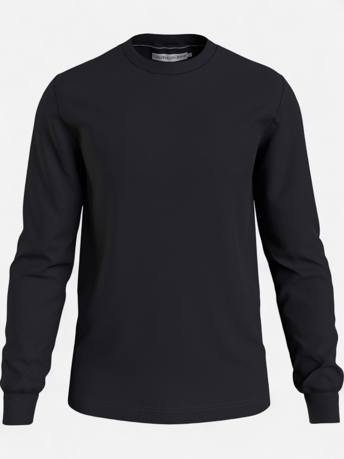 Calvin Klein Jeans Miesten Paita, MONOLOGO BADGE WAFFLE LS TEE Musta - Kekäle.fi