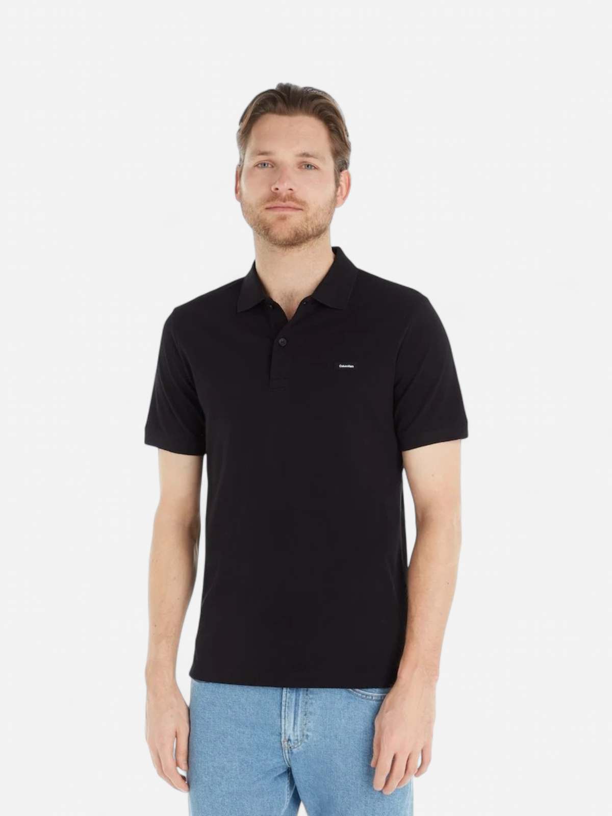 Calvin Klein Menswear Miesten Pikeepaita, STRECH PIQUE SLIM BUTTON POLO Musta - Kekäle.fi