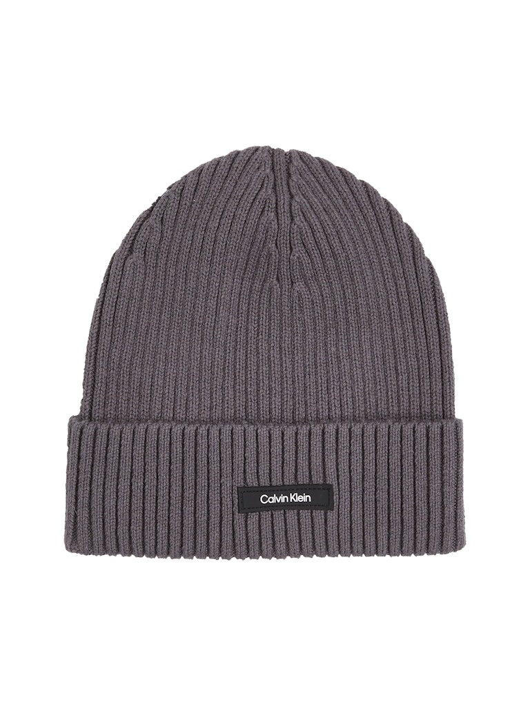 Calvin Klein Jeans Miesten Pipo CLASSIC COTTON RIB BEANIE, Tummanharmaa