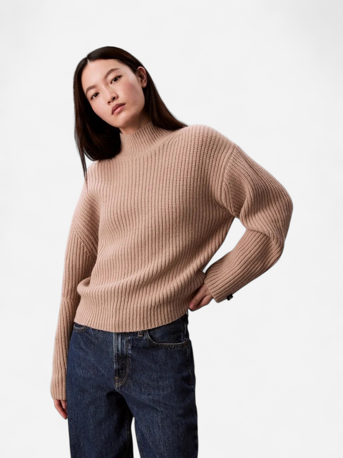Calvin Klein Jeans naisten neulepusero, CHUNKY WOOL BLEND T NECK SWEATER Luonnonvalkoinen - Kekäle.fi