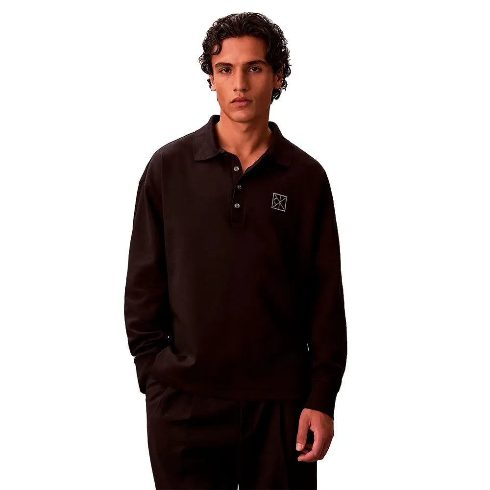 Calvin Klein Menswear miesten paita LS Double Face Rib Polo, musta