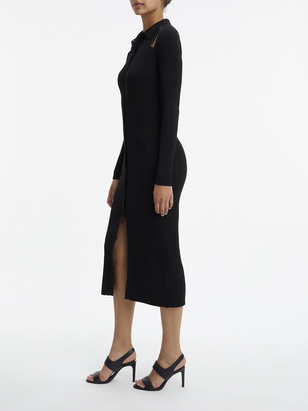 calvin-klein-women-naisten-mekko-iconic-rib-shirt-midi-dress-musta-3
