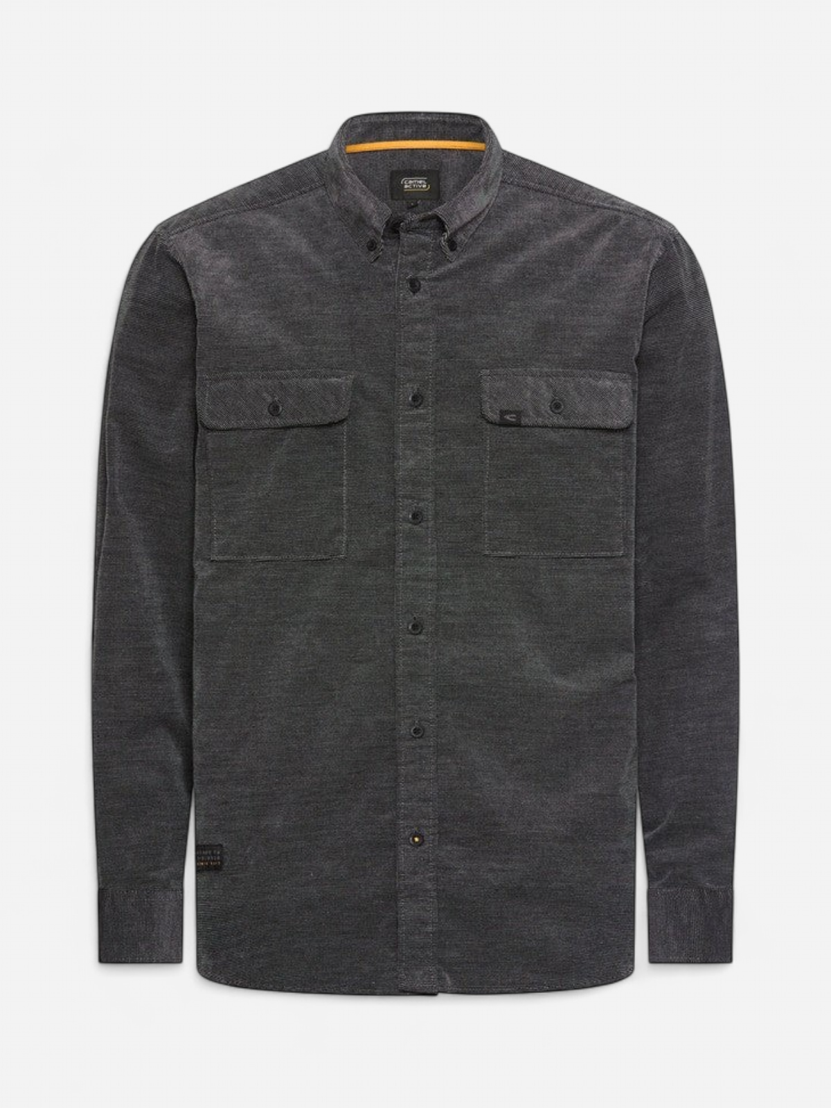 Camel Active miesten kauluspaita Corduroy shirt with 2-way stretch, musta - Kekäle.fi