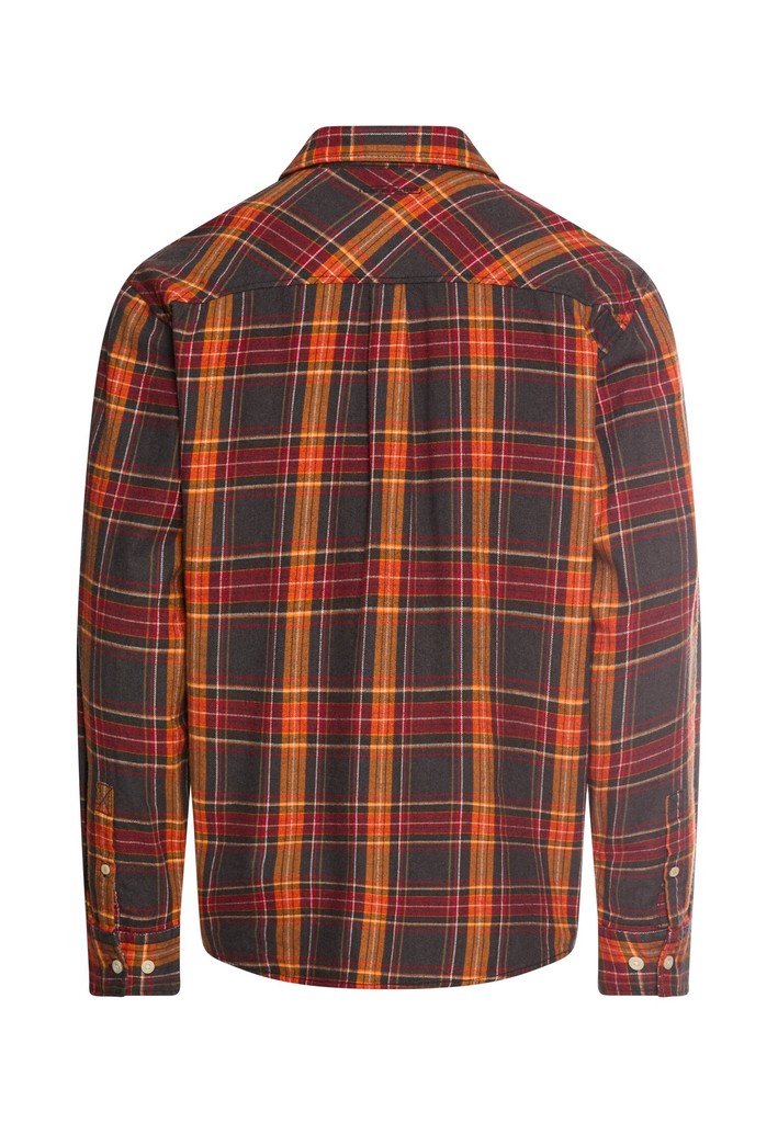 Camel Active miesten Kauluspaidat pitkähihaiset fleXXXactive® Long-sleeved shirt made of lightweight flannel, oranssi