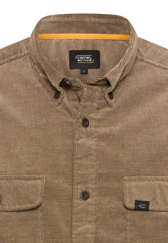Camel Active miesten kauluspaita LS Soft Strech Shirt, ruskea