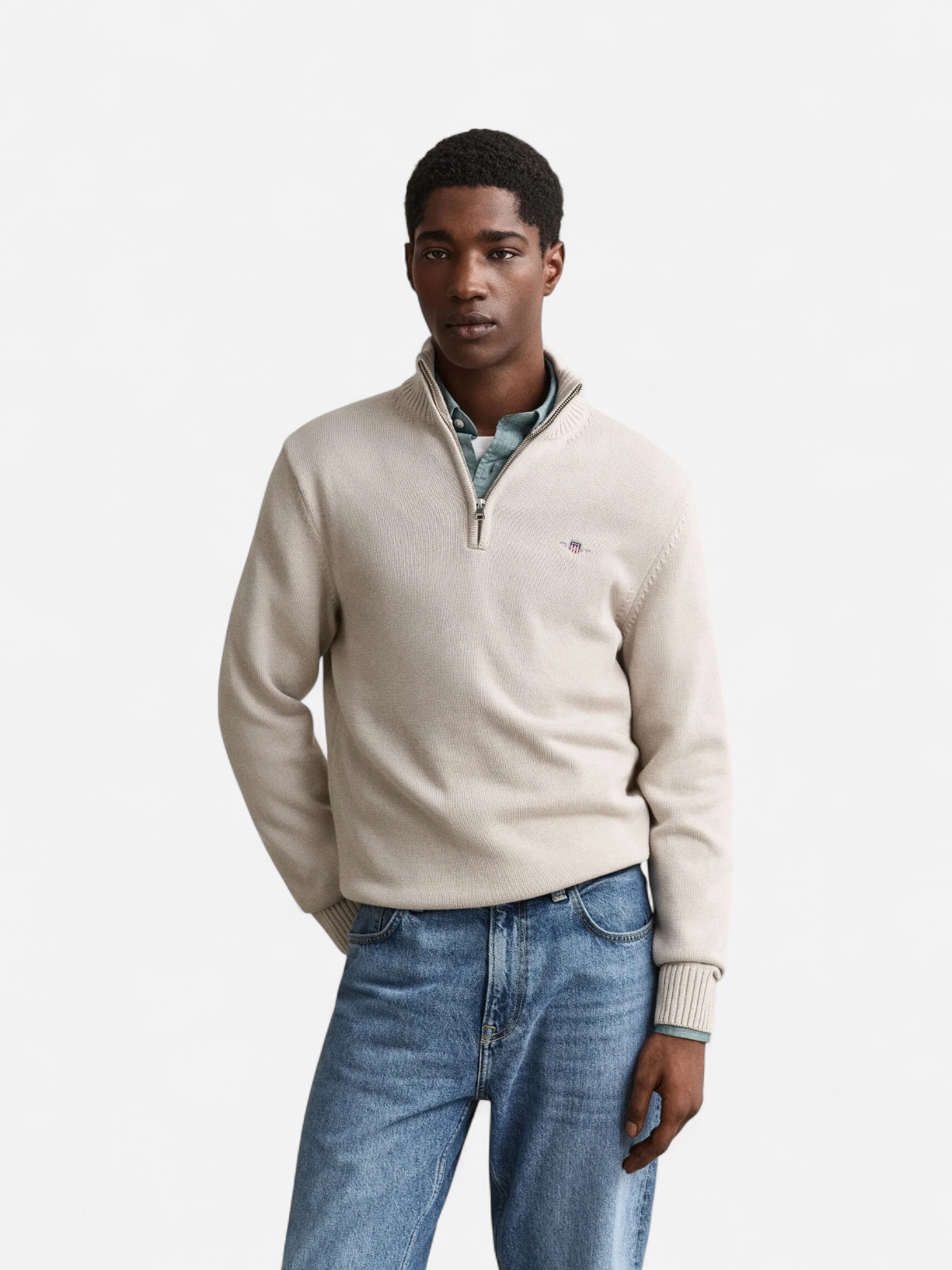 CASUAL COTTON HALF ZIP HIEKKA - Kekäle.fi