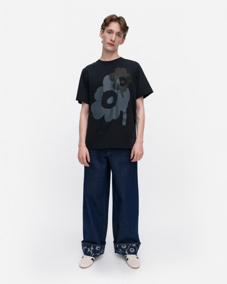 Marimekko unisex t-paita Embla Unikko Placement Kioski, musta kuosi