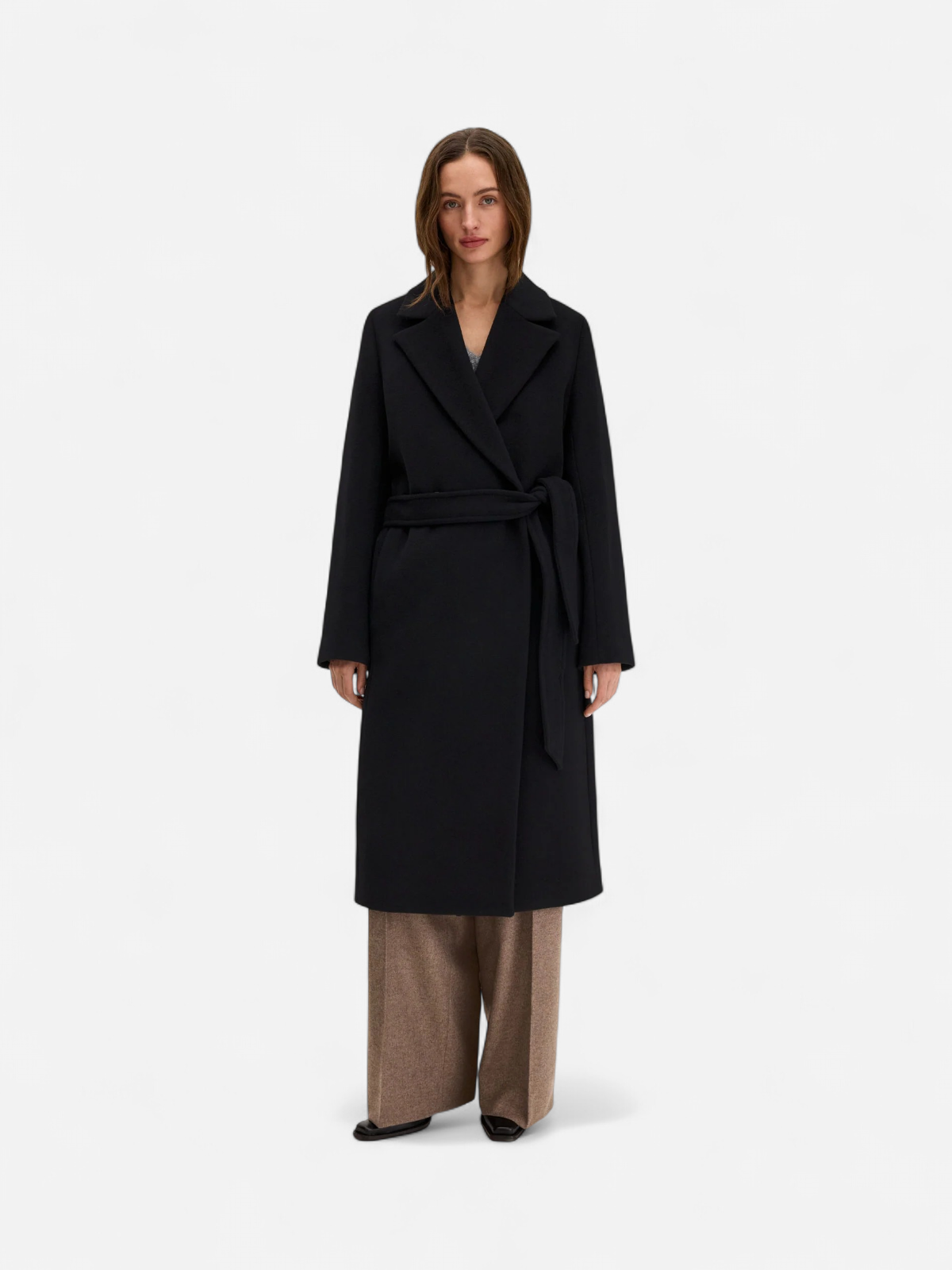 charlotte wool belted coat MUSTA - Kekäle.fi