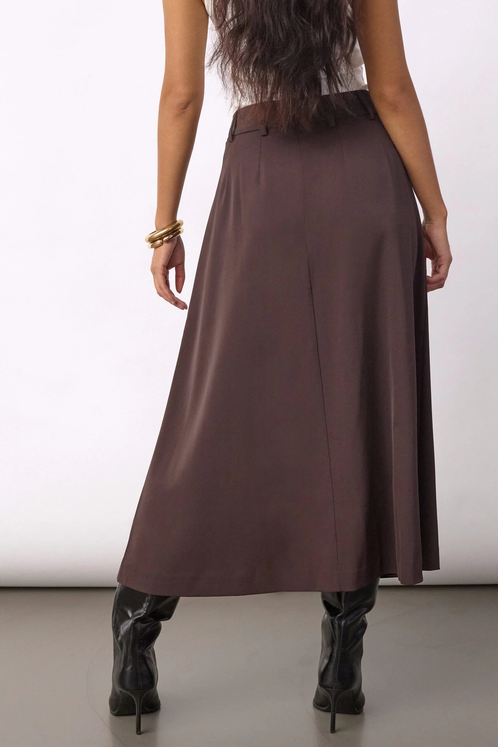 Co’Couture hame AliniCC Anya Pleat Skirt, tummanruskea