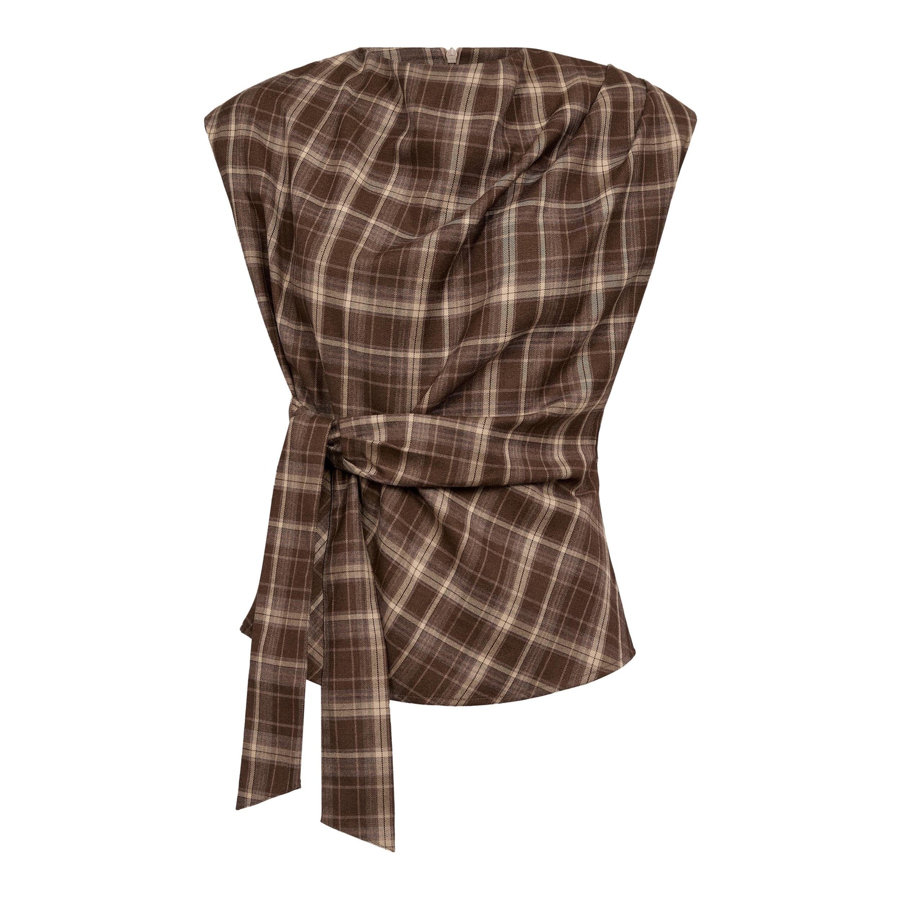 Co’Couture naisten toppi DagnyCC Check Pleat Top, ruskea ruutu