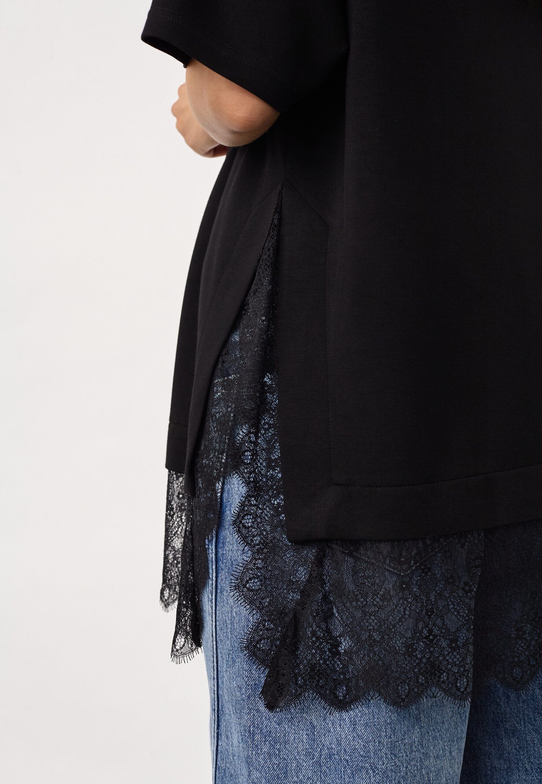 Co’Couture naisten T-paita Larsoncc Mix Lace Tee, musta