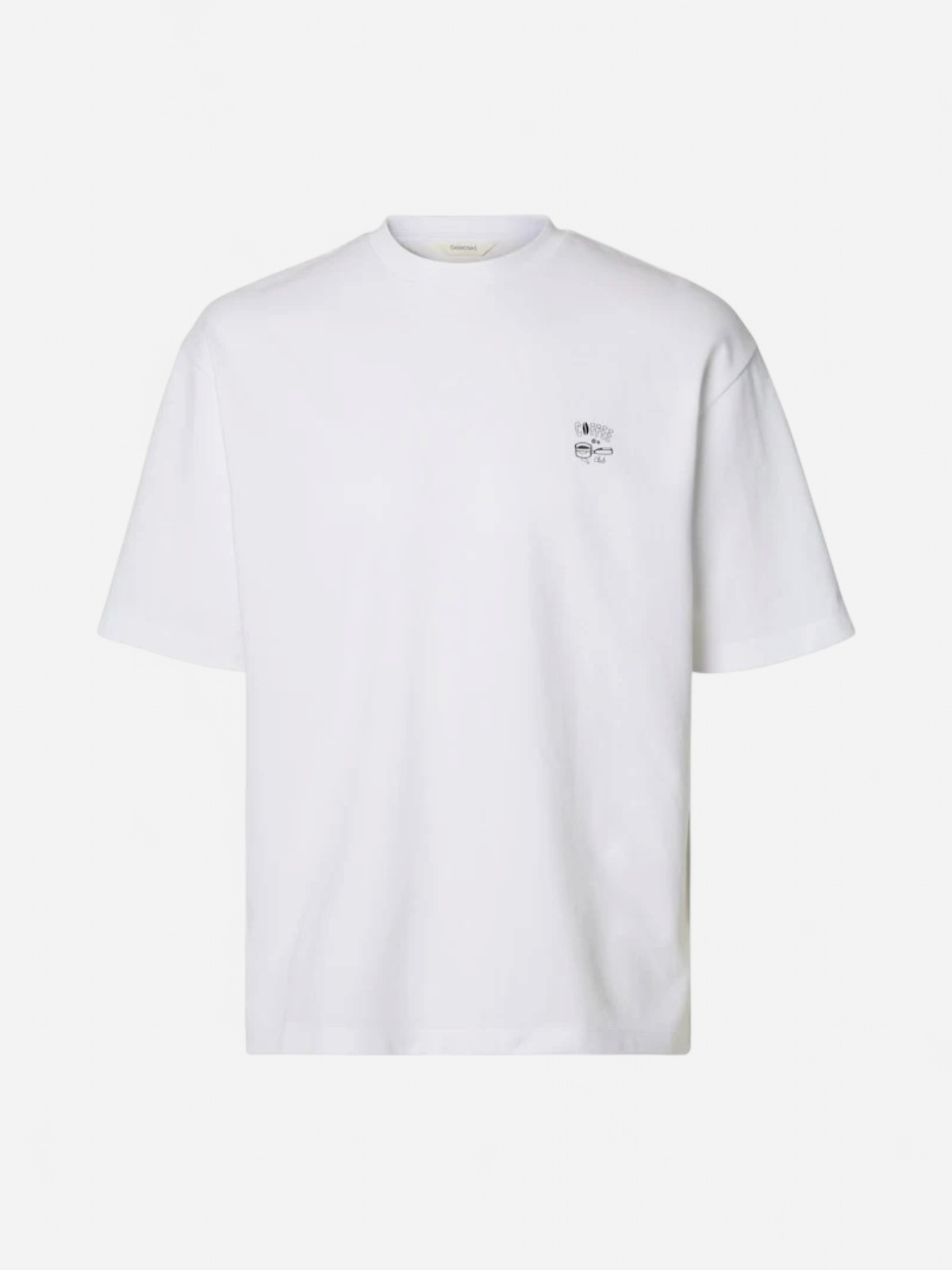 Selected miesten t-paita, COFFEE SHIRT BLACK Bright White - Kekäle.fi