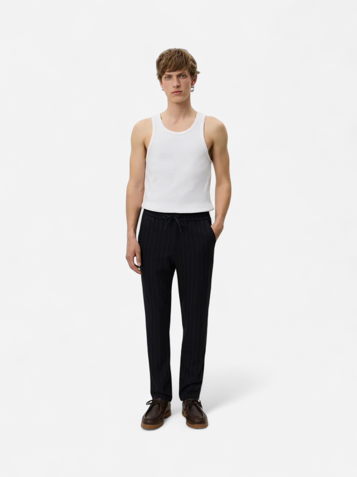 Les Deux miesten housut COMO TAPERED PINSTRIPED PANTS, tummansininen - Kekäle.fi