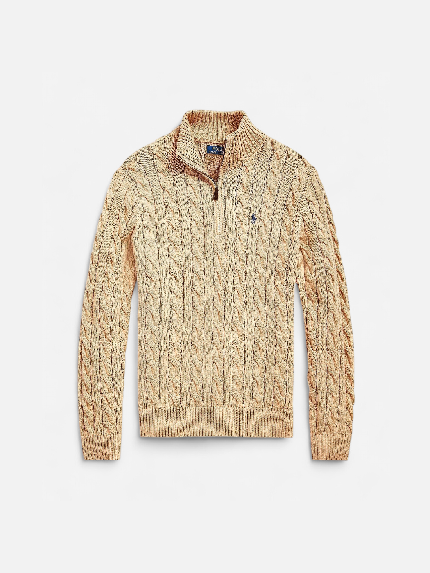 Polo Ralph Lauren Miehet Neulepusero Cotton Cable LS Half Zip Beige - Kekäle.fi