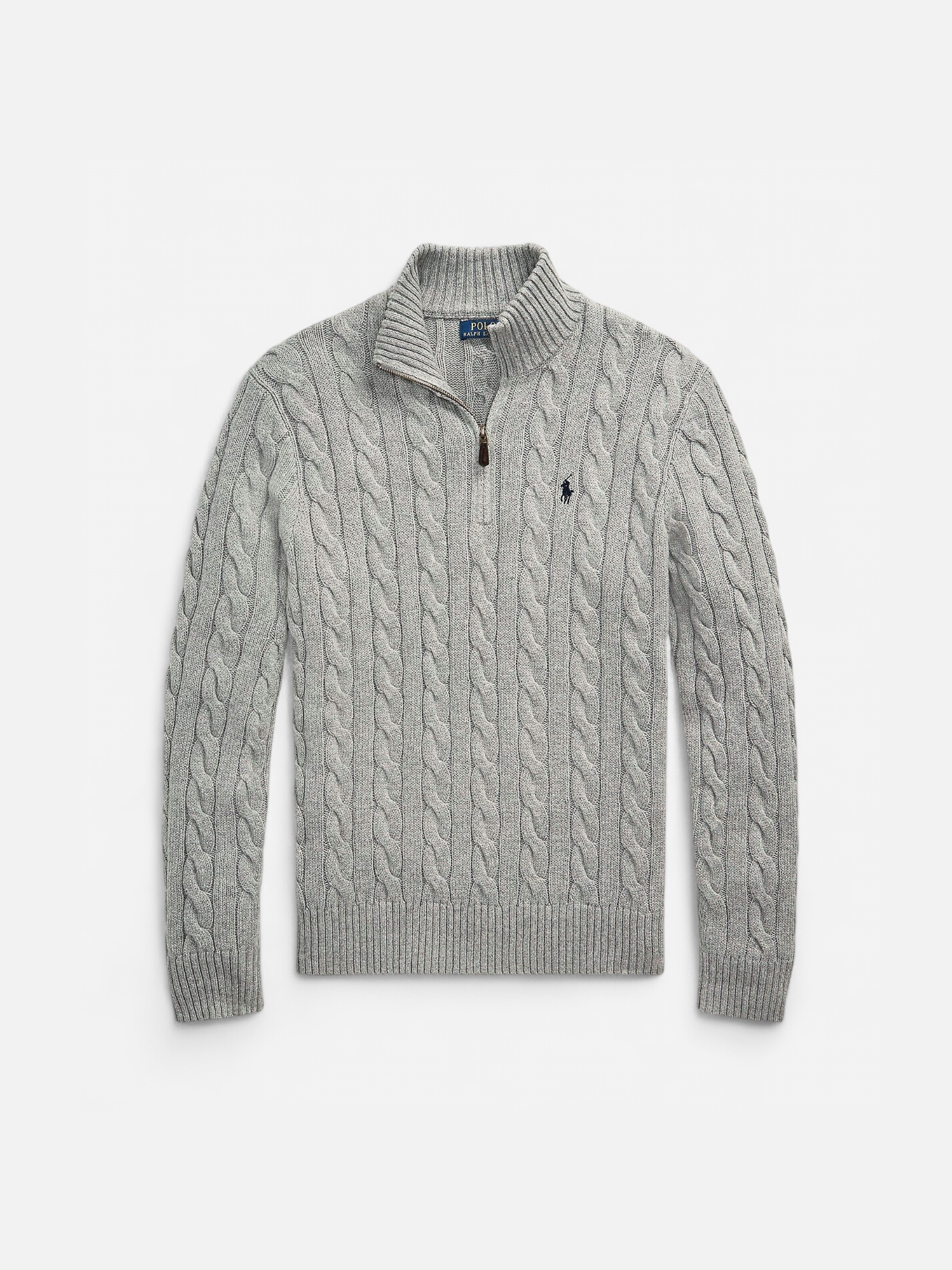 Polo Ralph Lauren miesten neulepusero Cotton Cable LS Driver Half Zip Pullover,  harmaa - Kekäle.fi