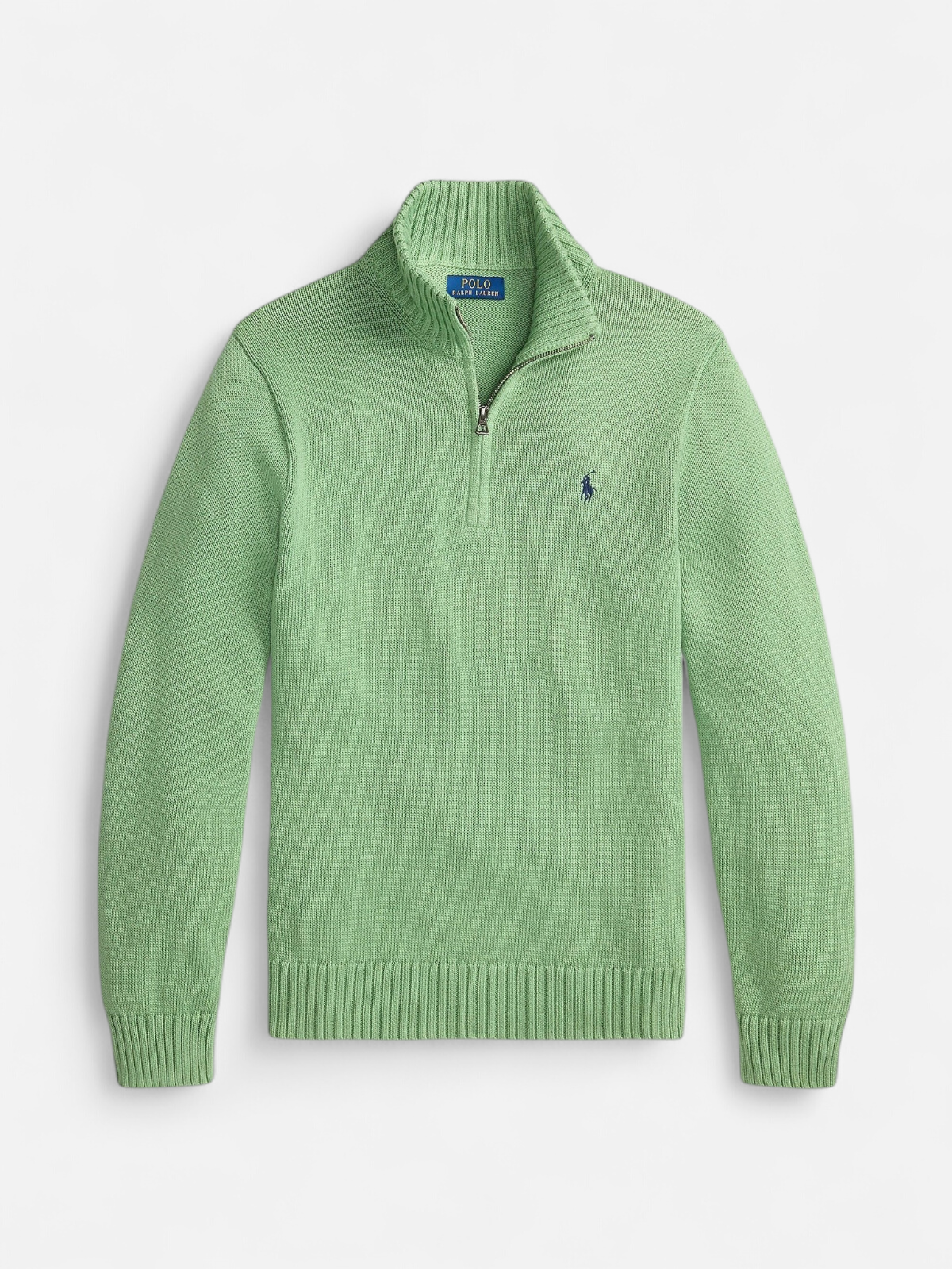 Polo Ralph Lauren miesten neulepaita Cotton Hlaf Zip Pullover, vaaleanvihreä - Kekäle.fi