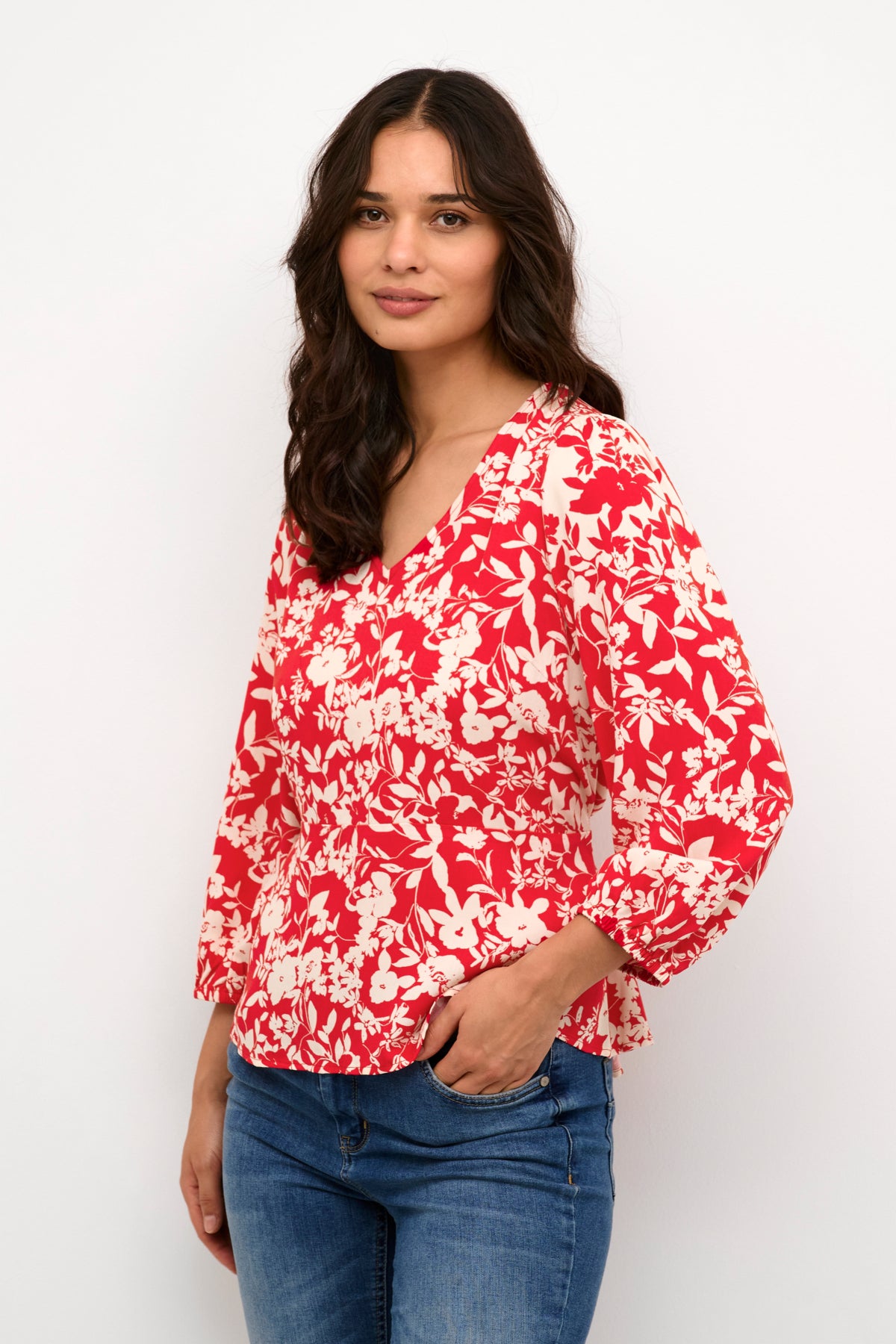 culture-naisten-pusero-jenny-blouse-punainen-kuosi-1