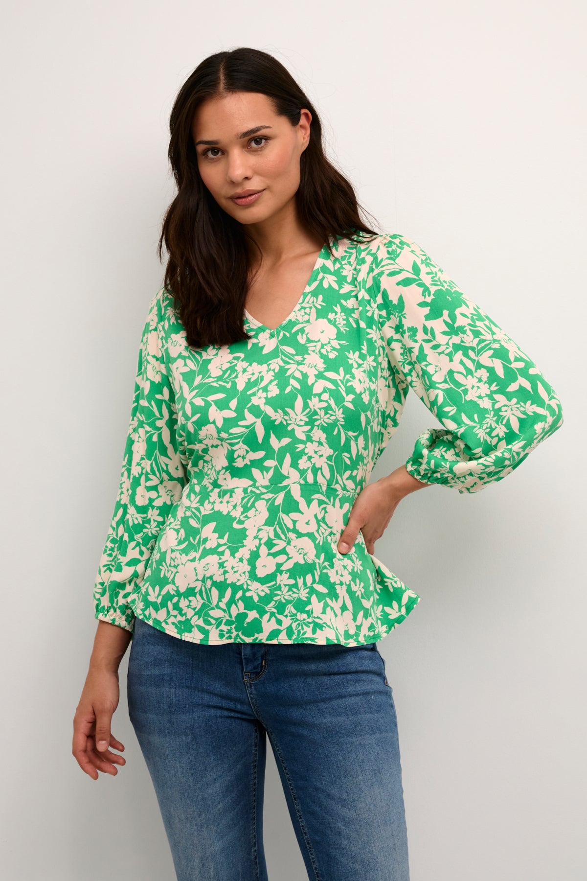 culture-naisten-pusero-jenny-blouse-vihrea-kuosi-1