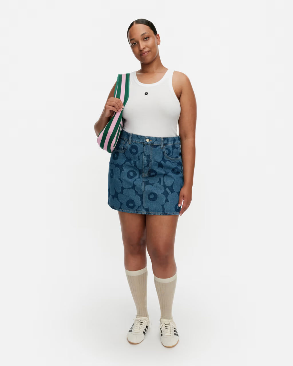 Marimekko farkkuhame Maridenim Ruudut Unikko, sininen kuosi